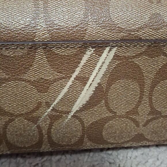 COACH Mini Christie Carryall Purse Crossbody Signature Brown Gold Logo - Picture 3 of 10